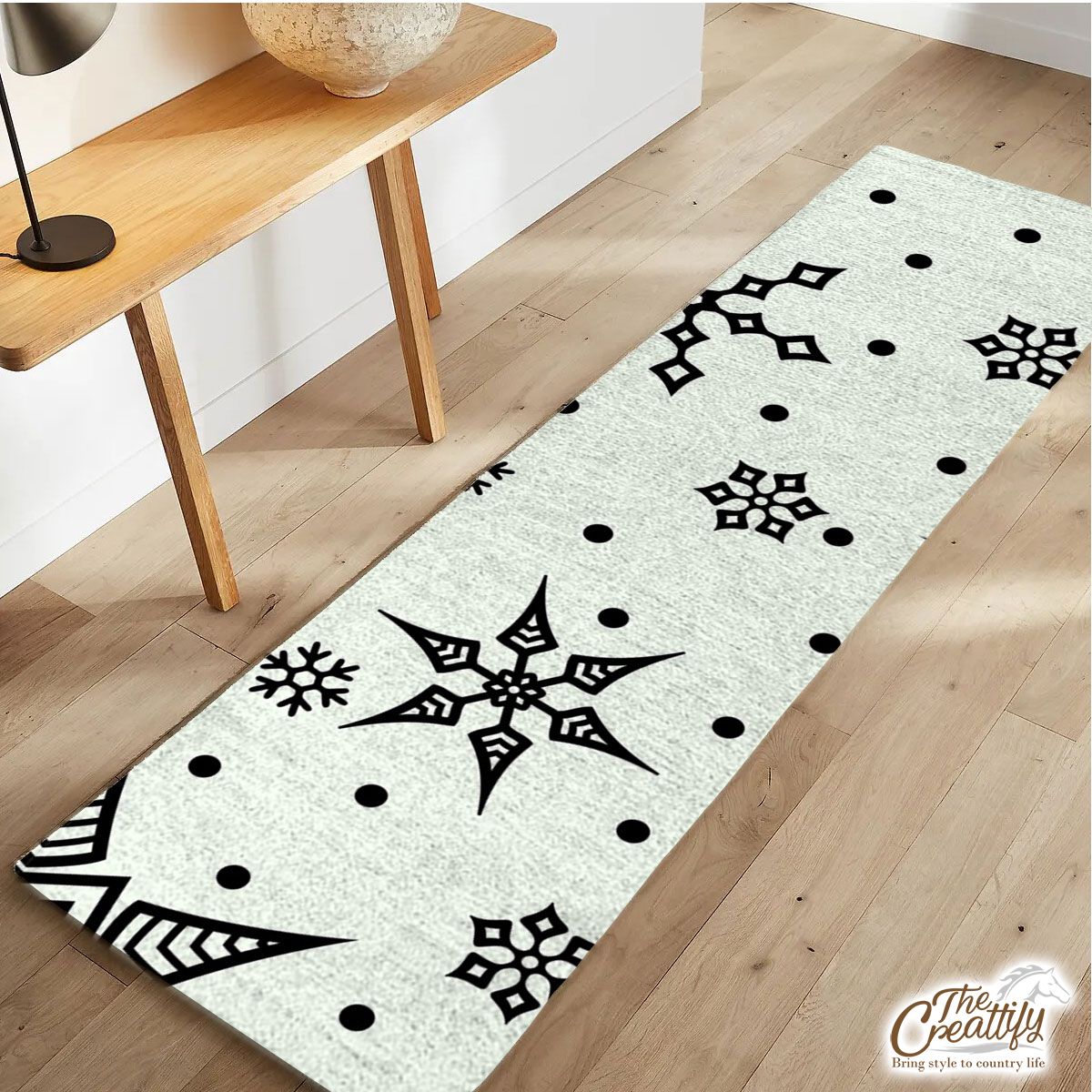 Black And White Snowflake Christmas Runner Carpet