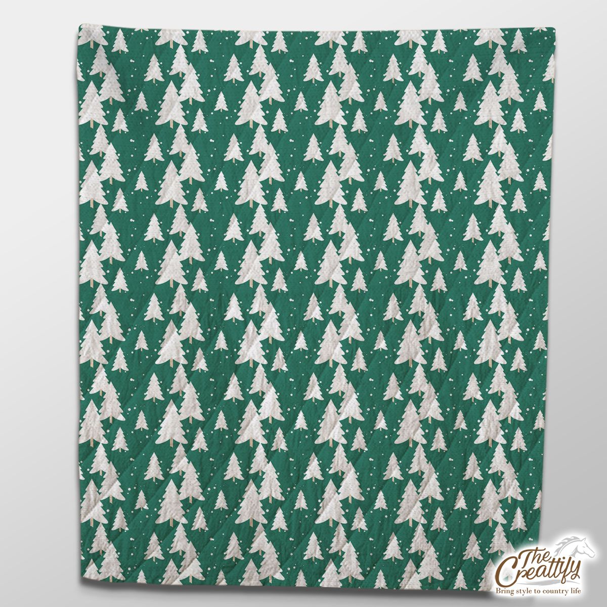 Green And White Christmas Tree Quilt