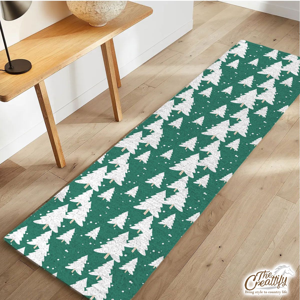Green And White Christmas Tree Runner Carpet