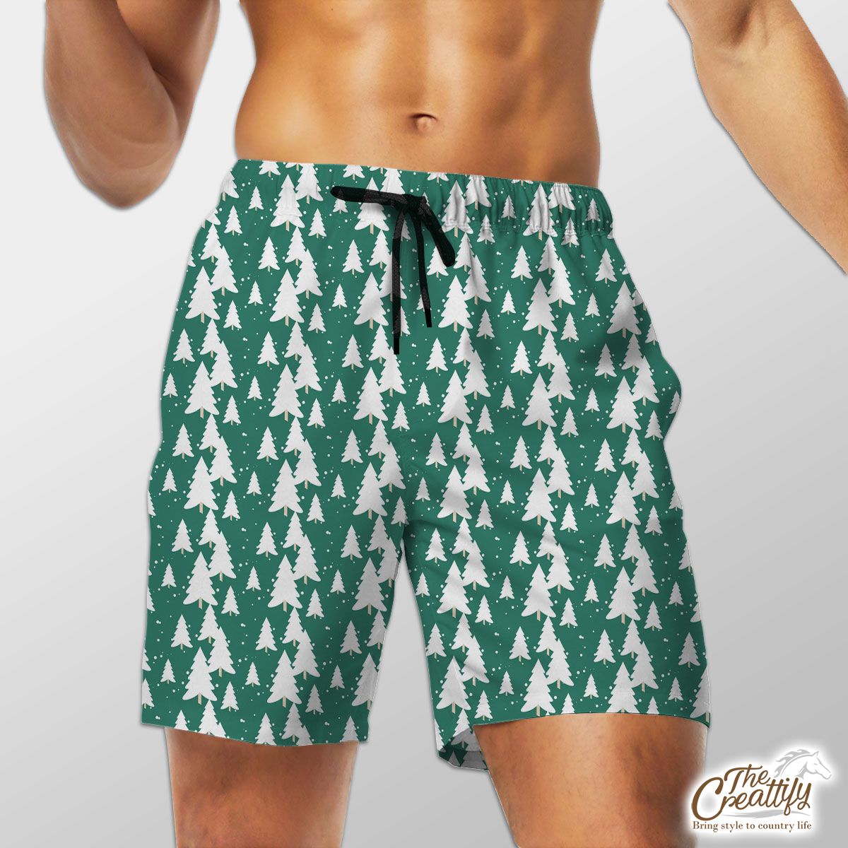 Green And White Christmas Tree Shorts