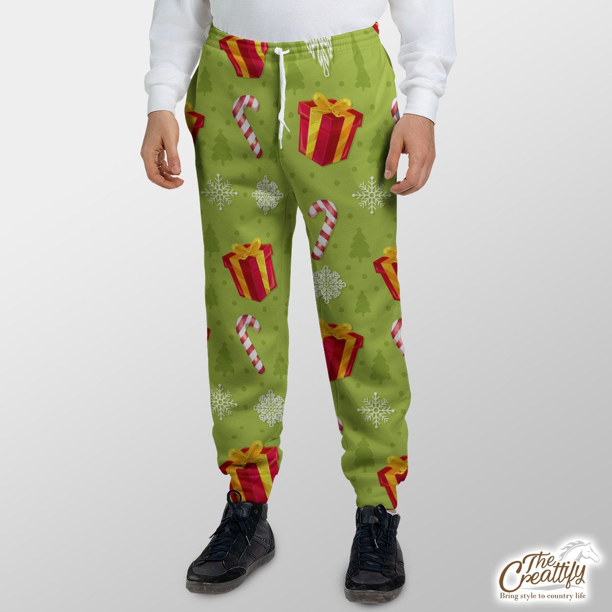 Red And Green Christmas Gift, Candy Cane, Snowflake Sweatpants