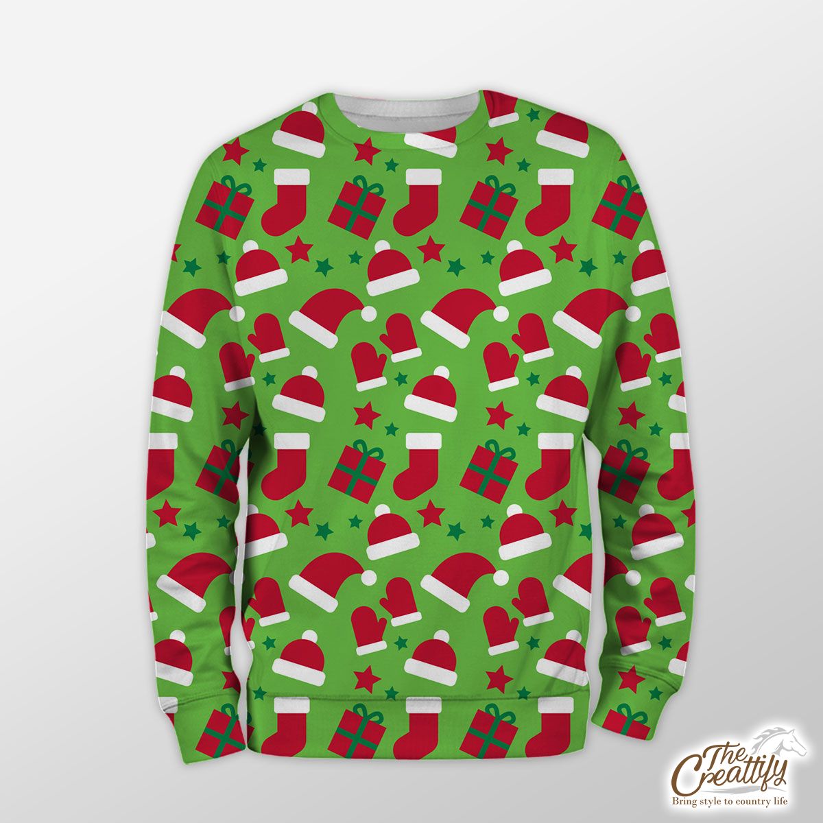Red Green And White Christmas Gift, Christmas Socks, Santa Hat Sweatshirt