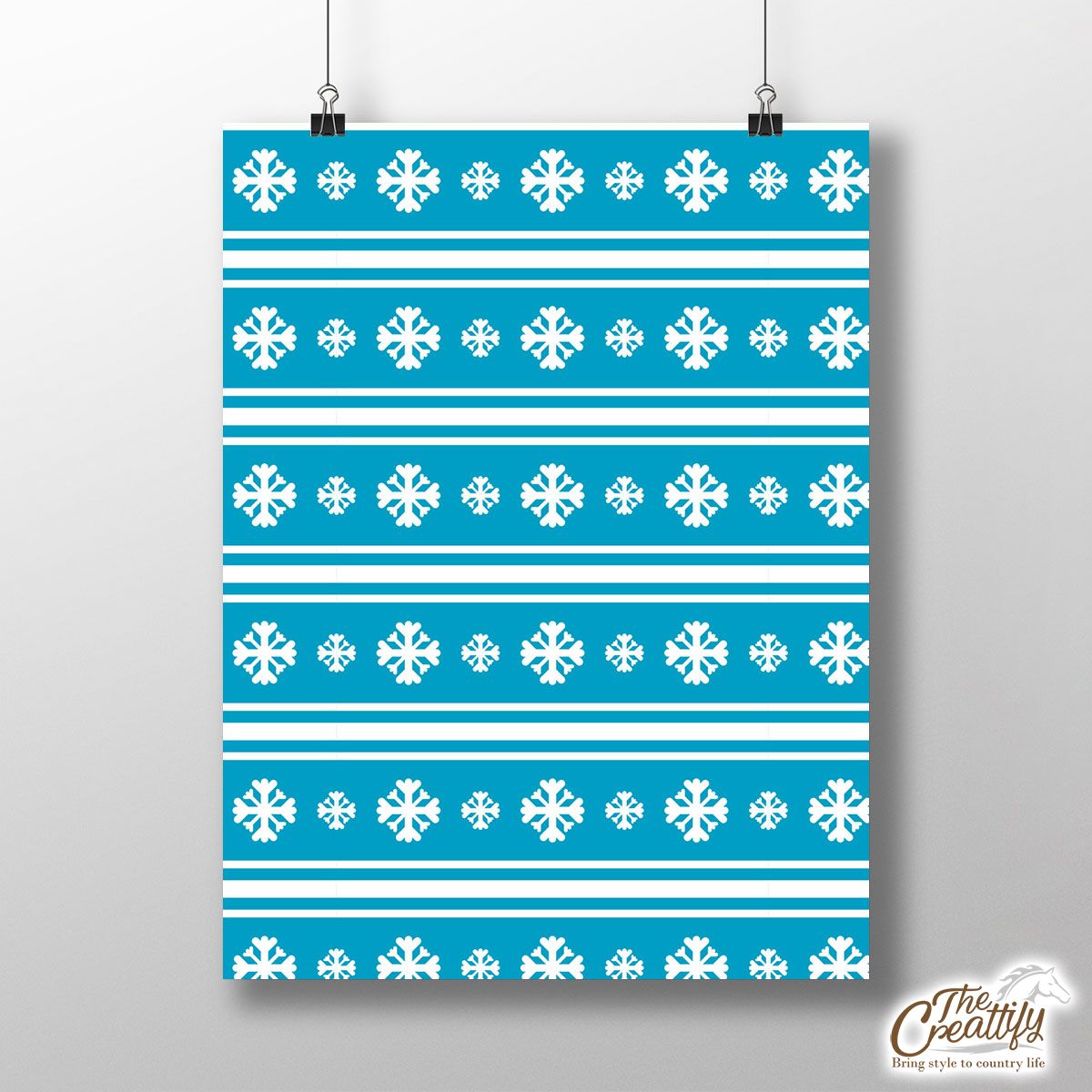 White And Blue Snowflake Christmas Poster