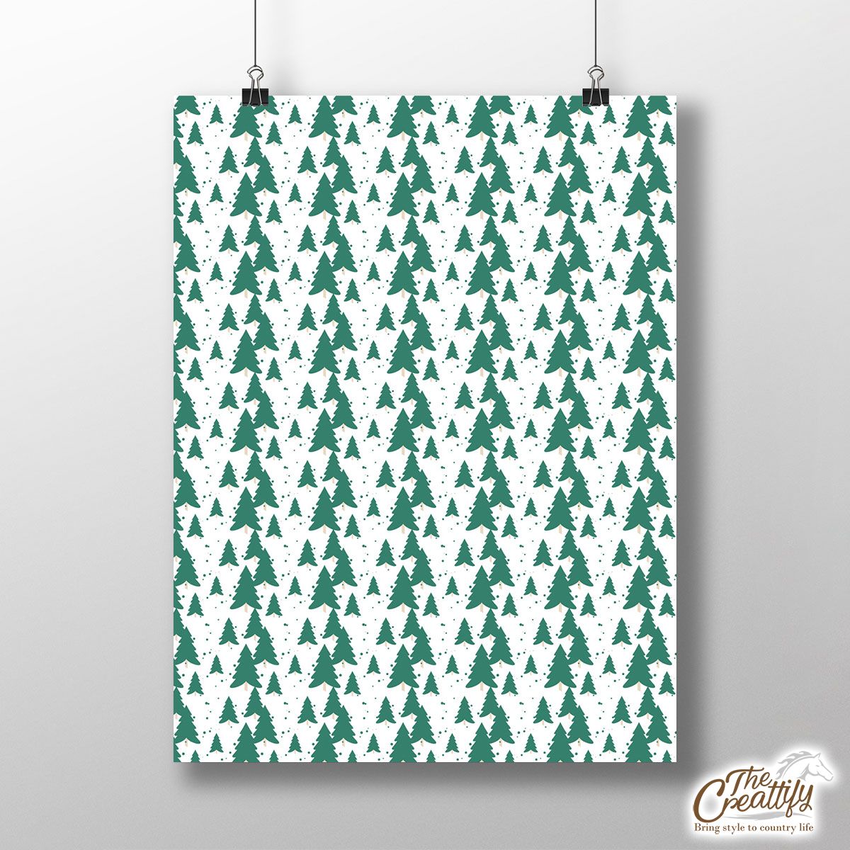 White And Green Christmas Tree Poster