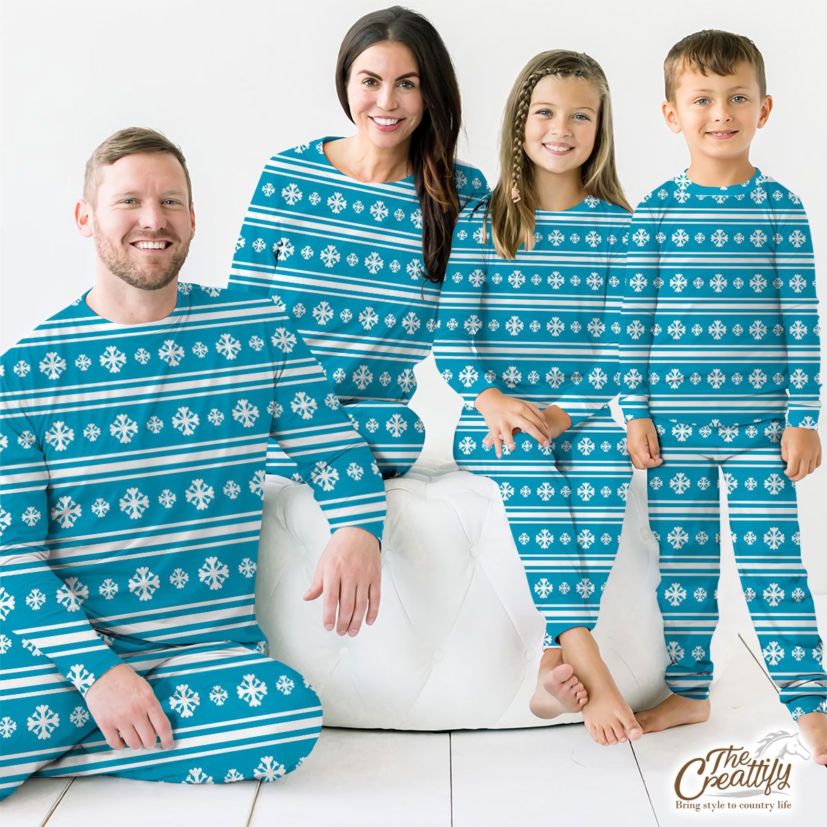 White And Blue Snowflake Christmas Pajamas