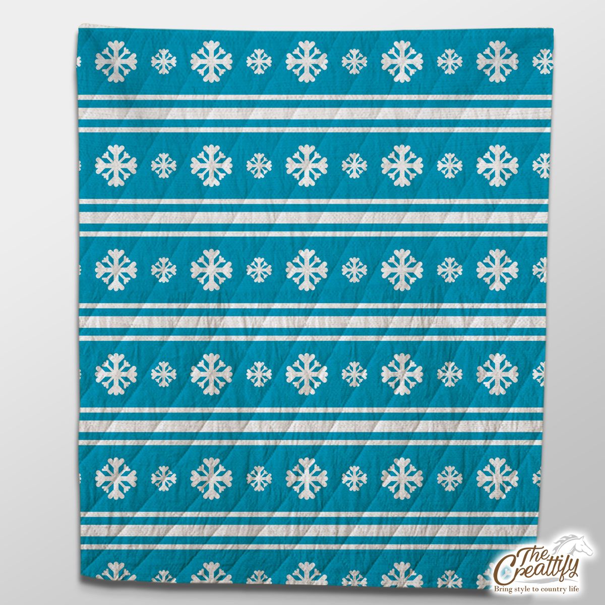 White And Blue Snowflake Christmas Quilt