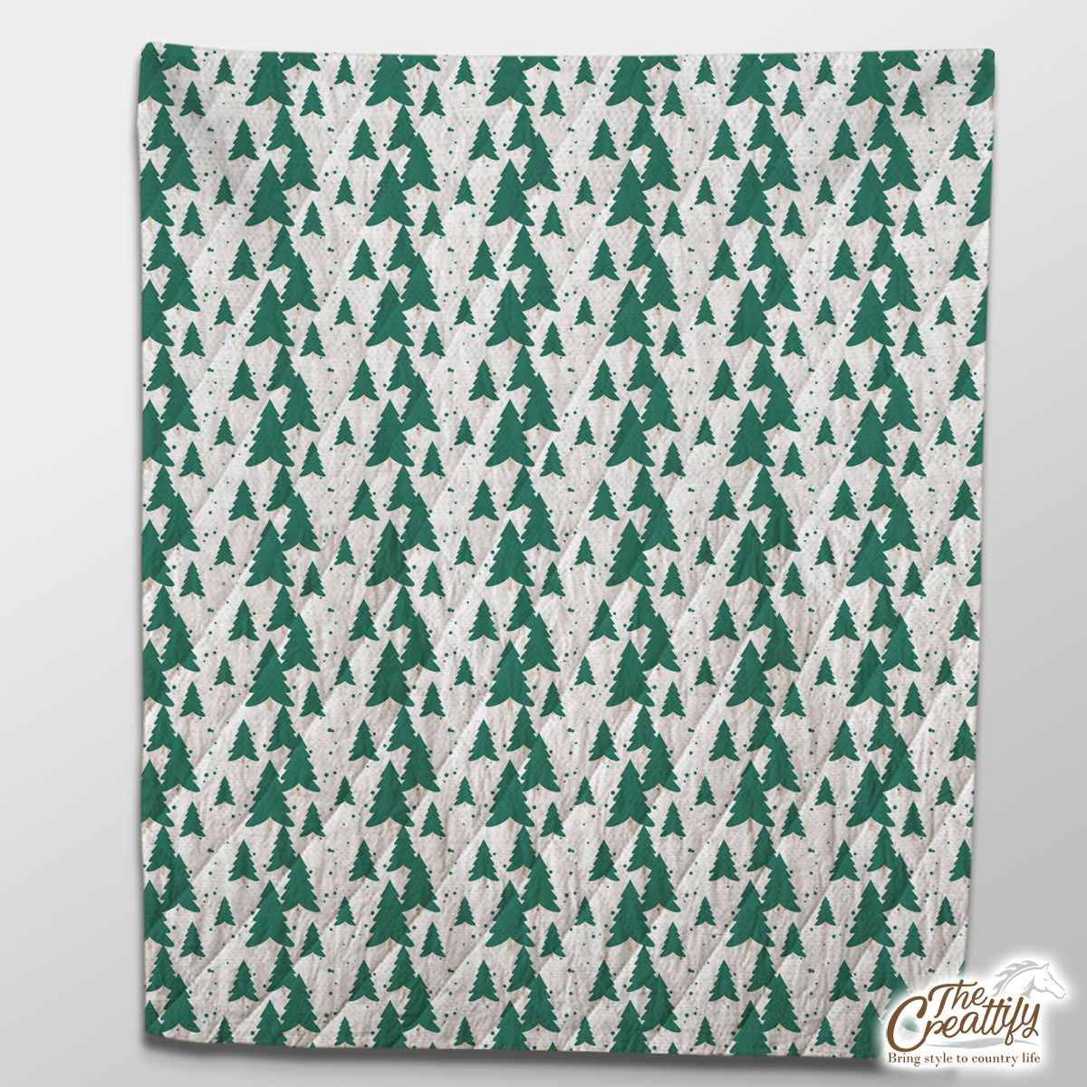 White And Green Christmas Tree Quilt