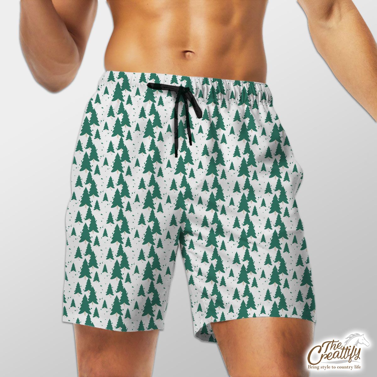 White And Green Christmas Tree Shorts
