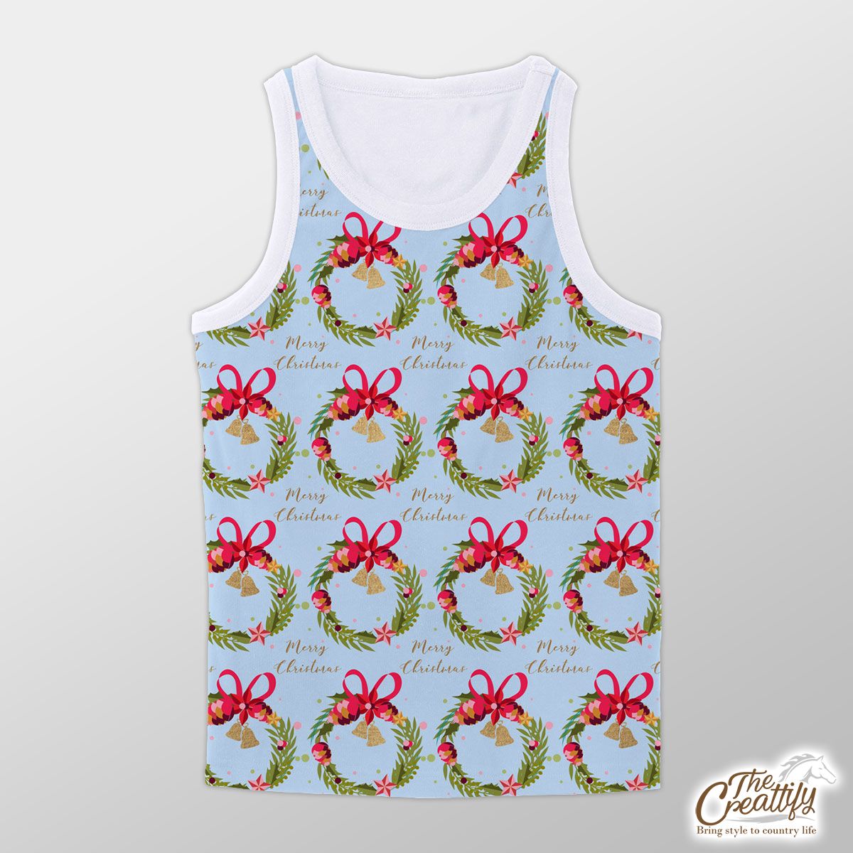 Christmas Wreath, Christmas Wreath Bows And Bells Unisex Tank Top