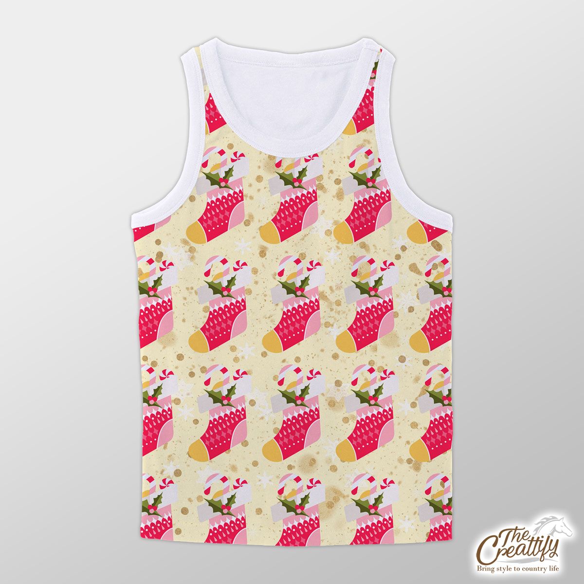 Red Socks, Christmas Socks With Candy Canes Unisex Tank Top