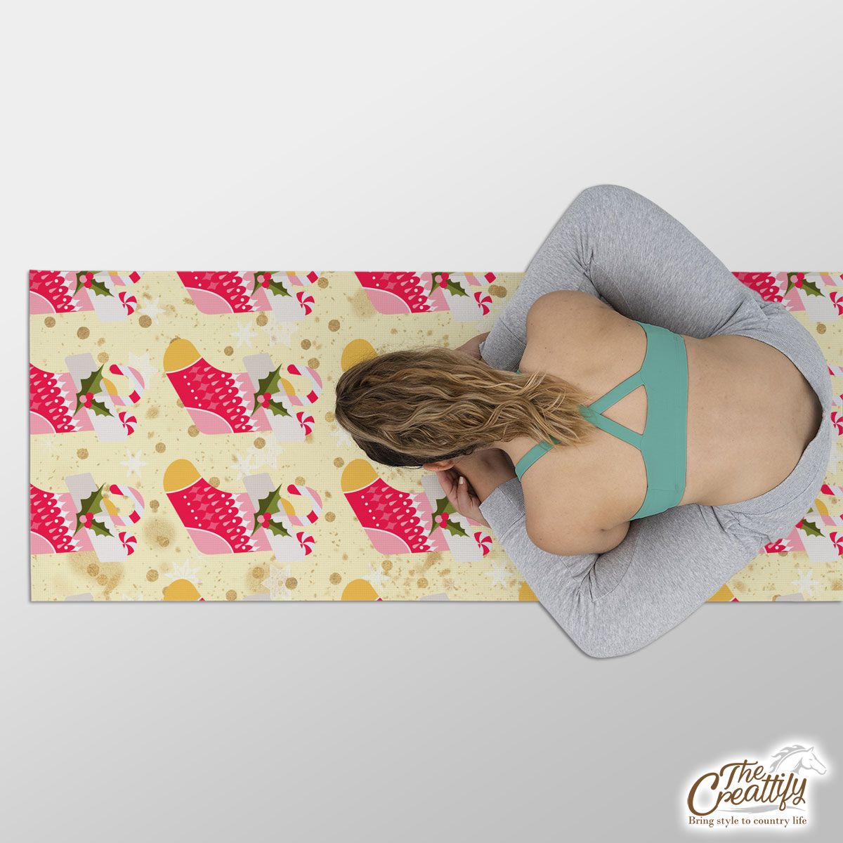 Red Socks, Christmas Socks With Candy Canes Yoga Mat