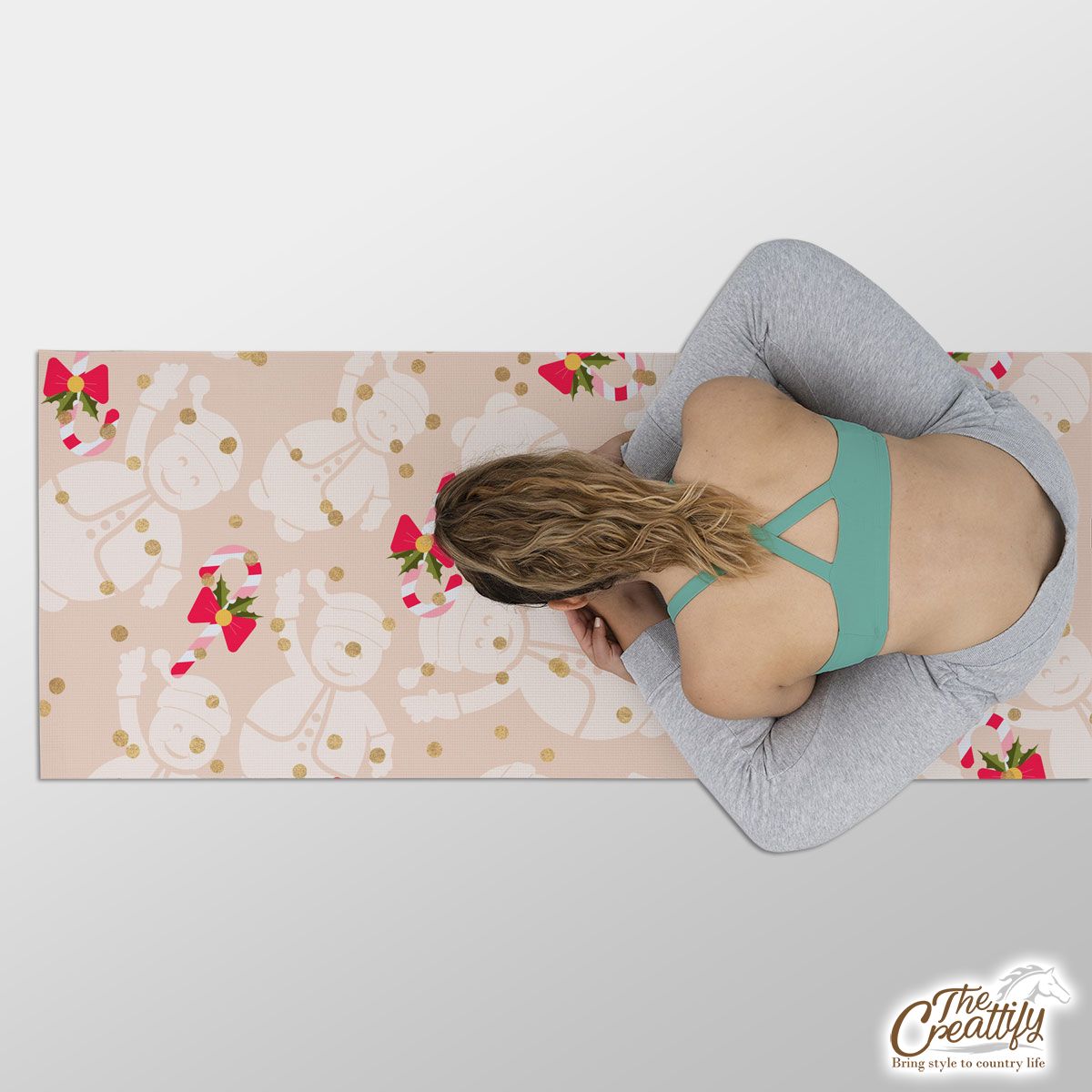 Snowman, Christmas Snowman With Candy Canes Yoga Mat