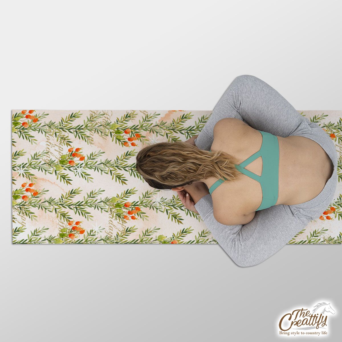 Happy Holidays With Christmas Mistletoe Yoga Mat