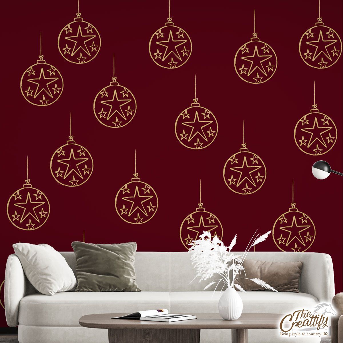 Christmas Balls, Christmas Baubles, Christmas Tree Star Wall Mural