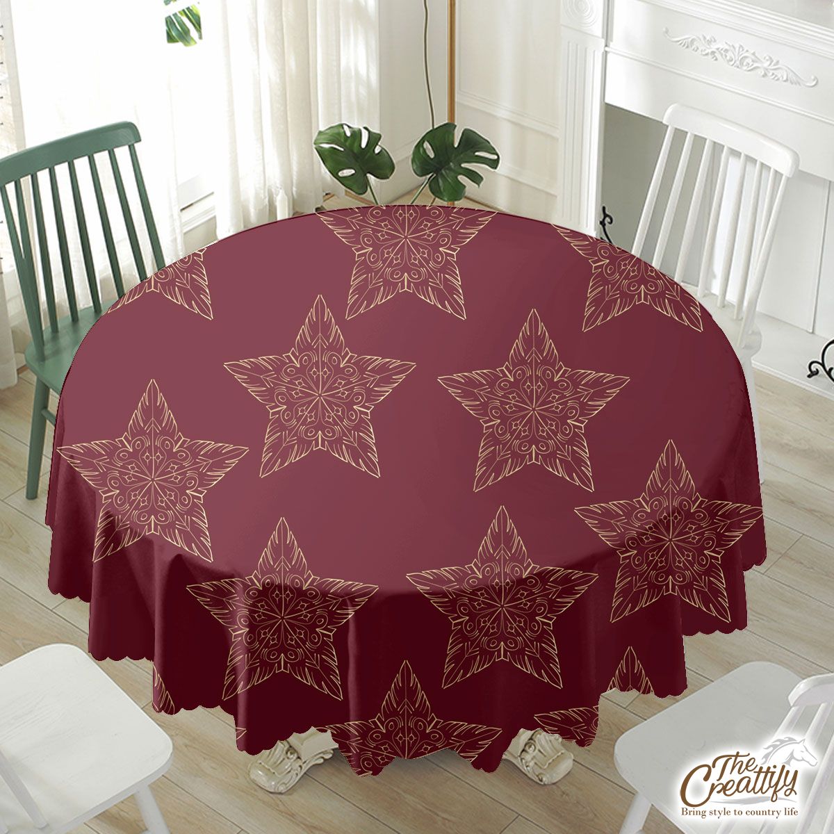 Christmas Tree Star, Christmas Tree Toppers Waterproof Tablecloth
