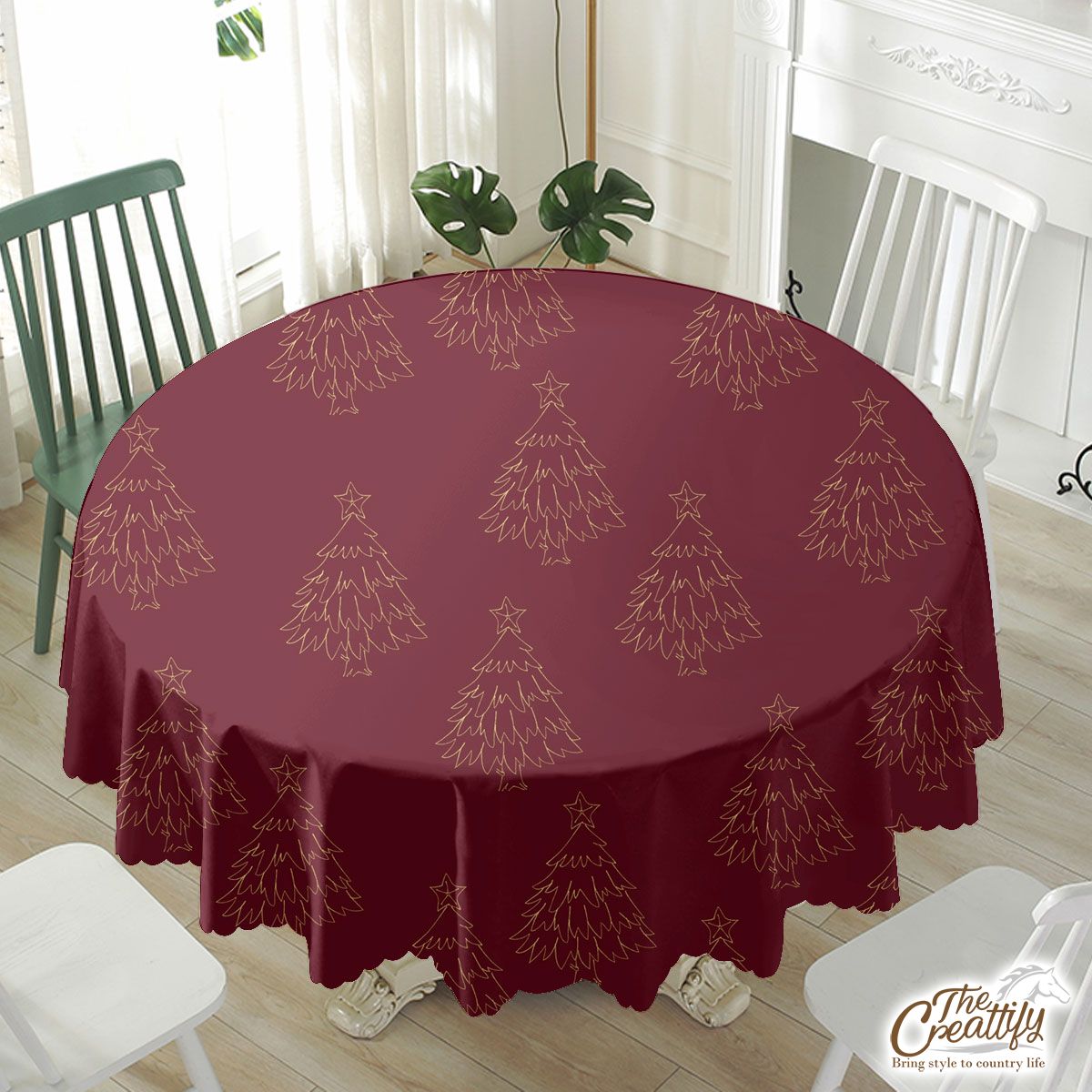 Christmas Tree, Pine Tree, Christmas Plants Waterproof Tablecloth
