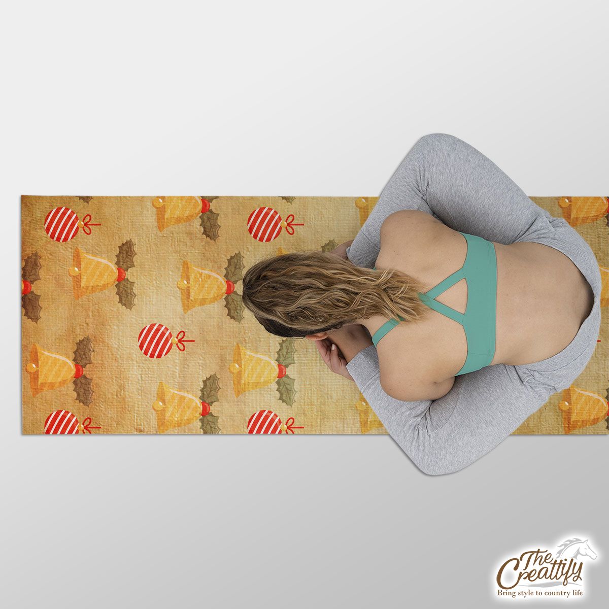 Vintage Christmas With Bells And Christmas Baubles Yoga Mat