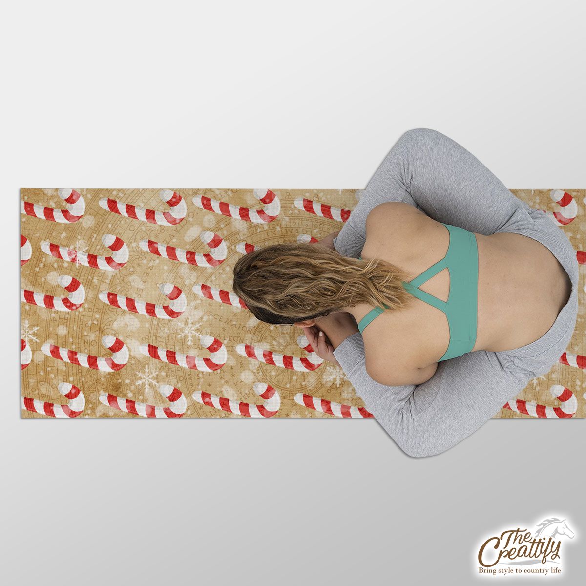 Vintage Christmas With Candy Canes Yoga Mat