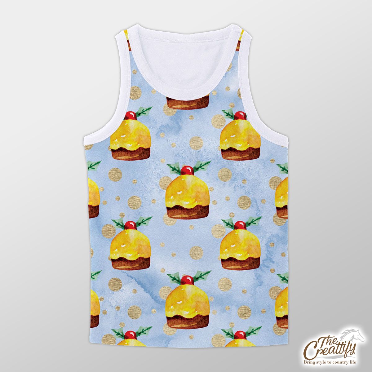Christmas Cake With Holly Leaf Unisex Tank Top