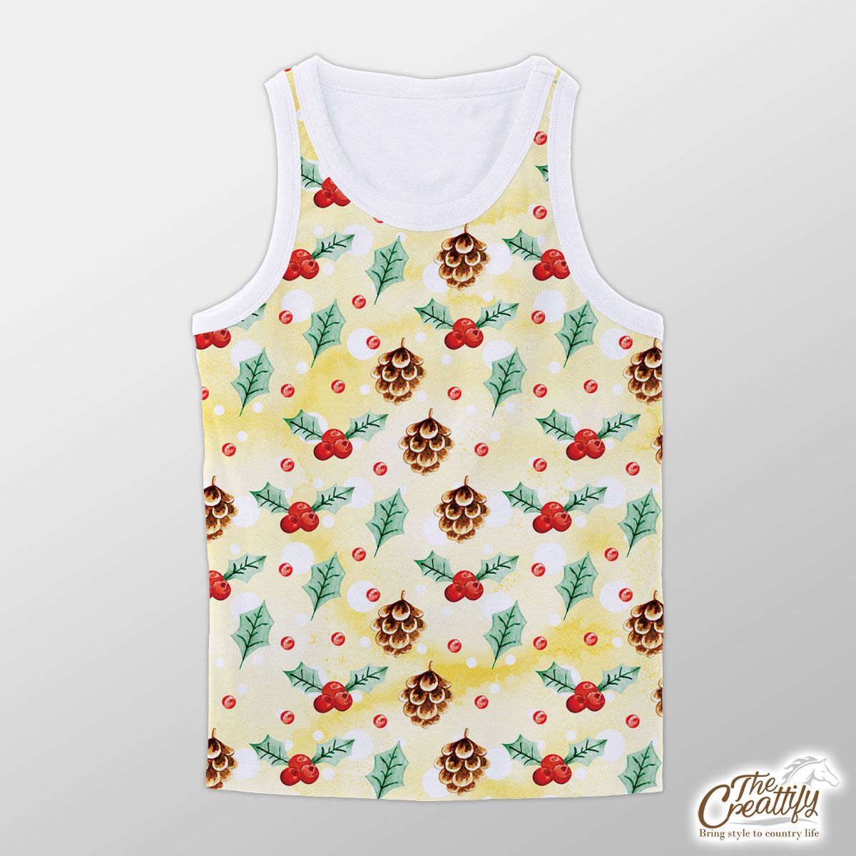 Holly Leaf, Pine Cone, Holly Berry Unisex Tank Top