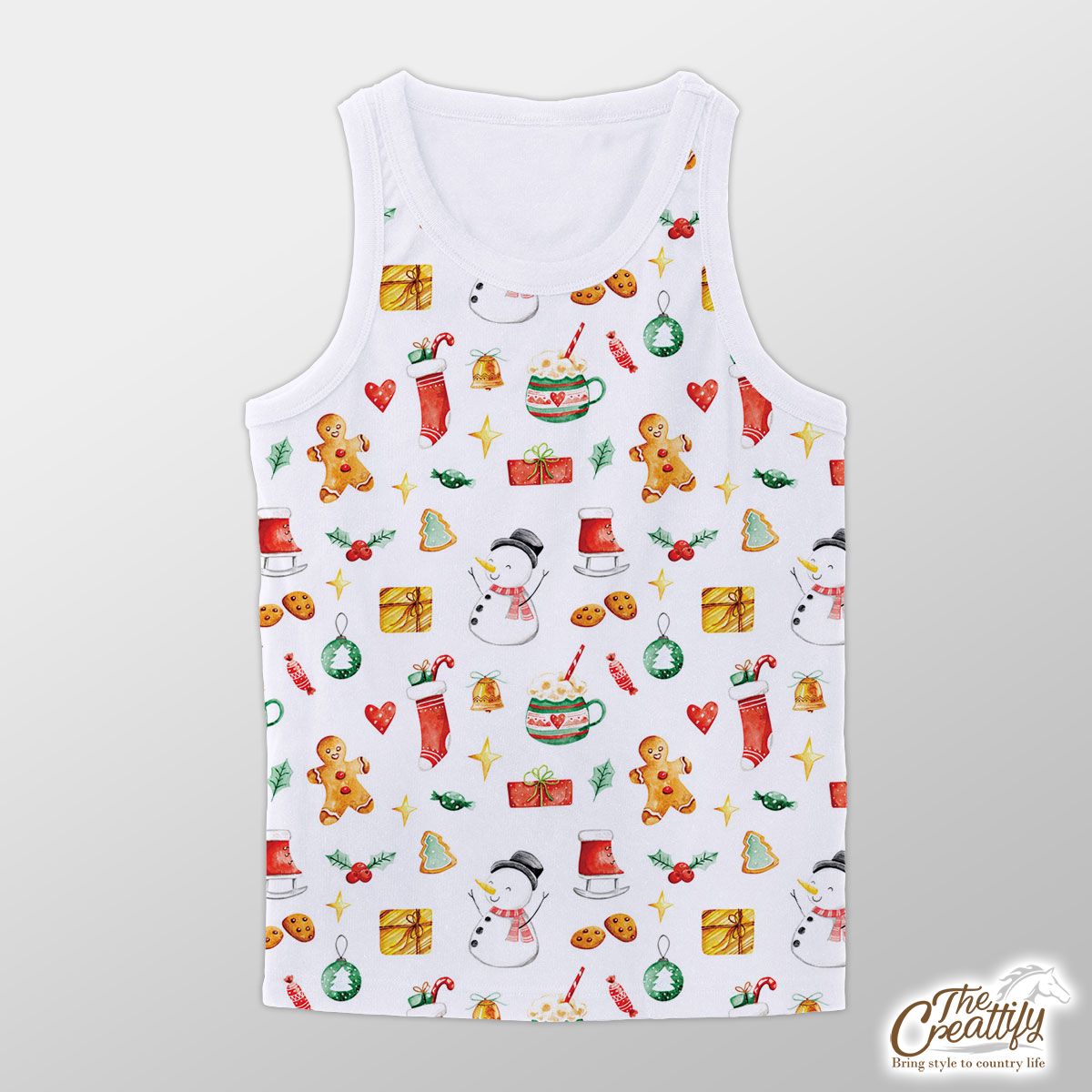 Snowman, Gingerbread And Christmas Gifts Unisex Tank Top