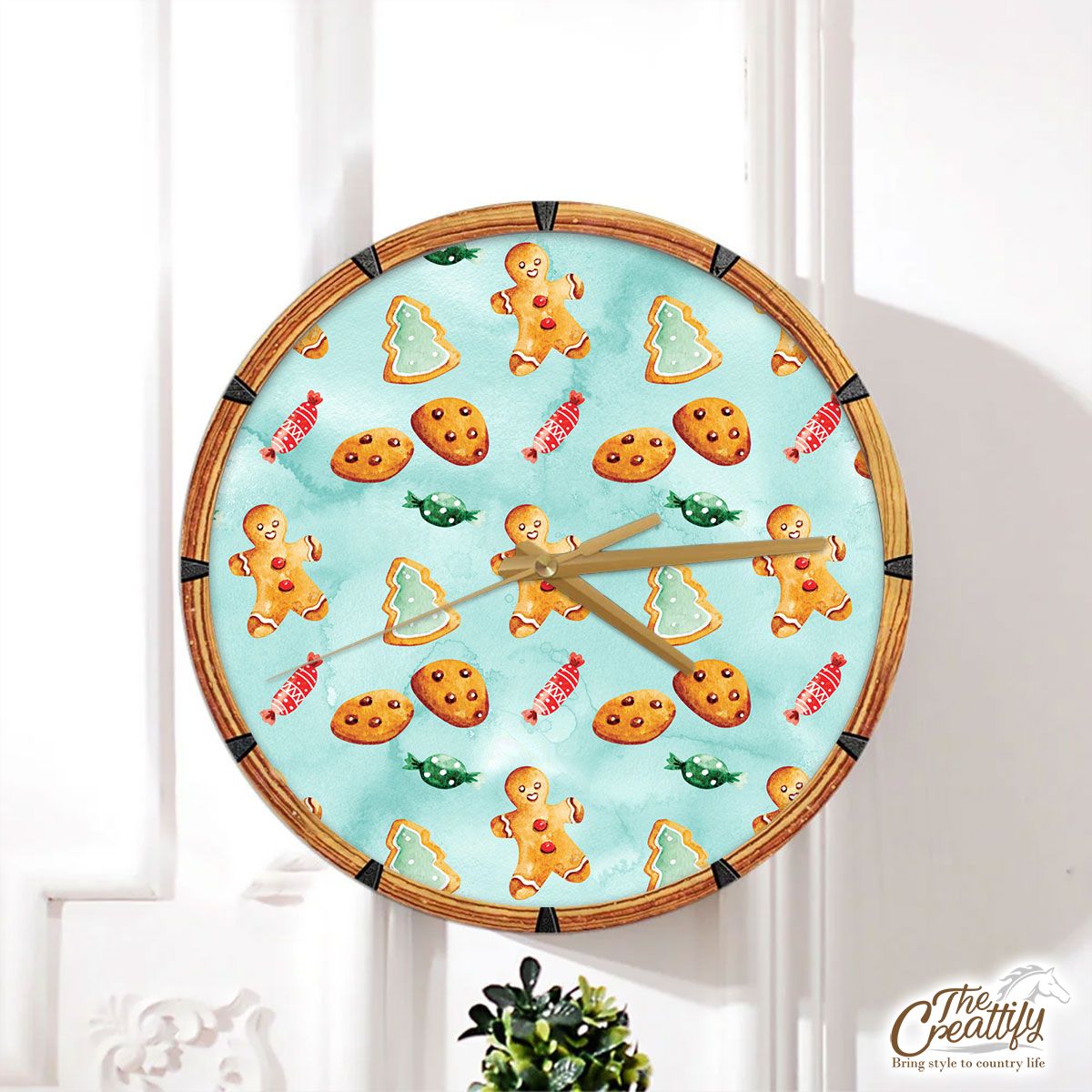 Gingerbread, Christmas Candy, Gingerbread Man Cookies Wall Clock