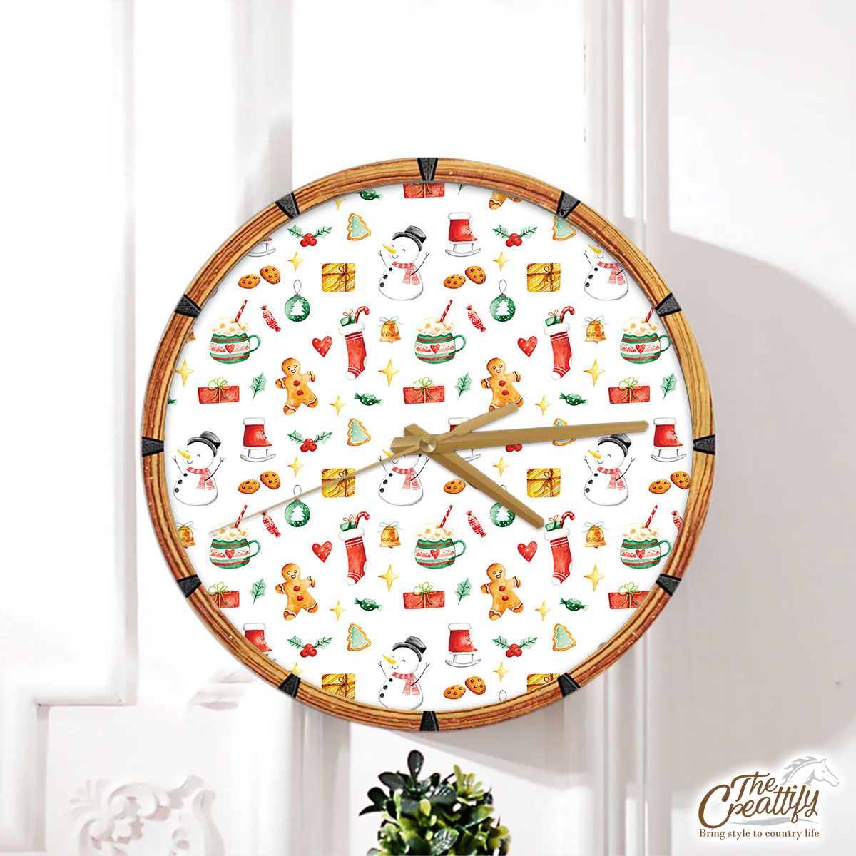 Snowman, Gingerbread And Christmas Gifts Wall Clock