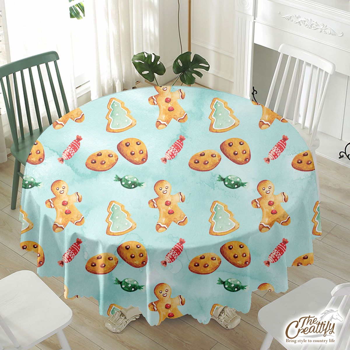 Gingerbread, Christmas Candy, Gingerbread Man Cookies Waterproof Tablecloth
