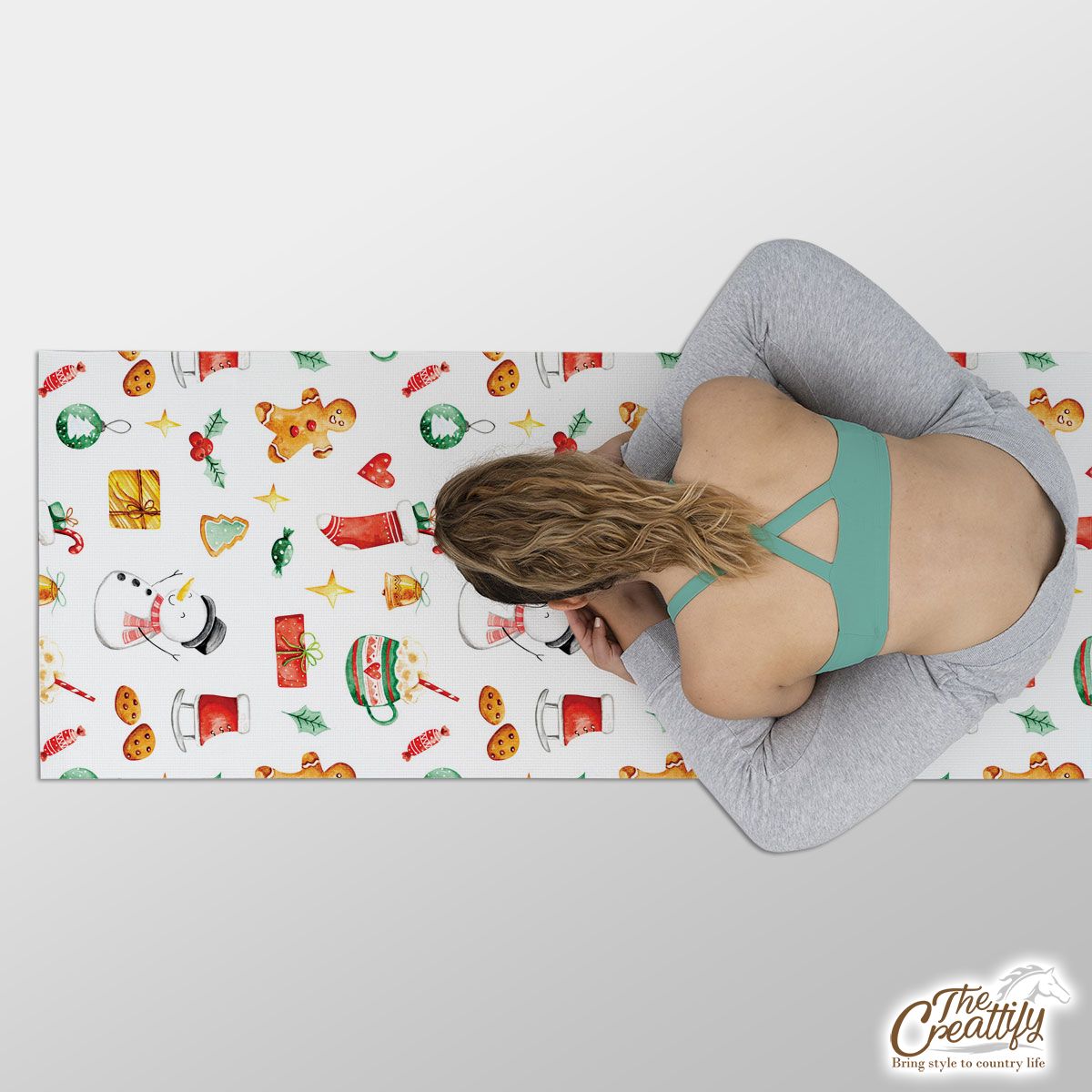 Snowman, Gingerbread And Christmas Gifts Yoga Mat