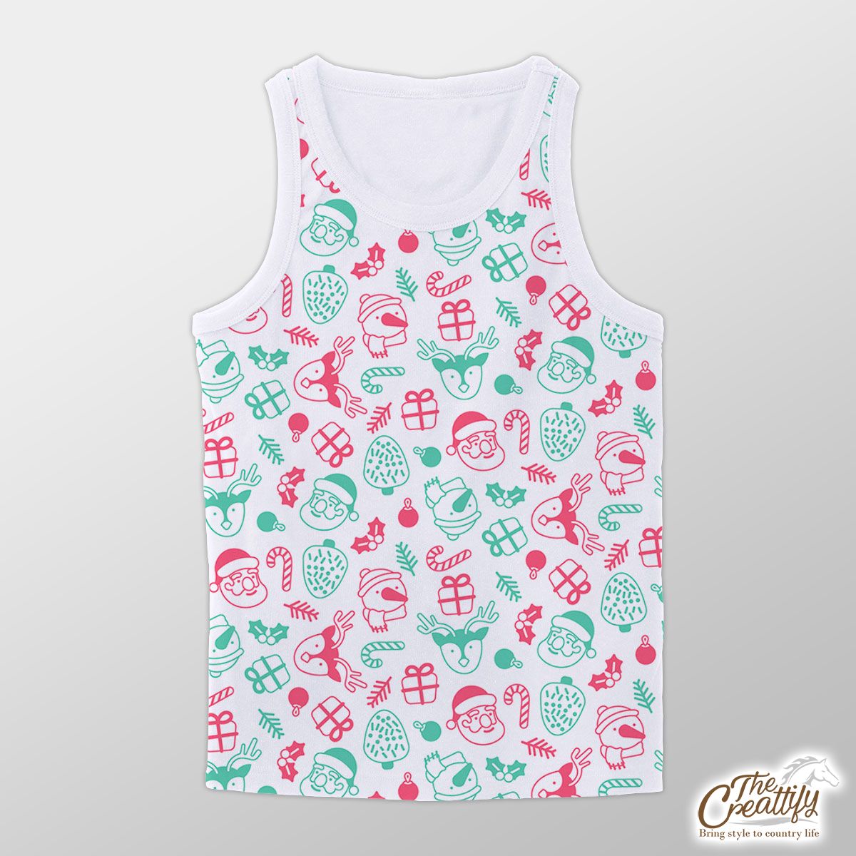 Christmas Pattern, Santas Reindeer, Santa Claus, Candy Canes And Christmas Gifts Unisex Tank Top