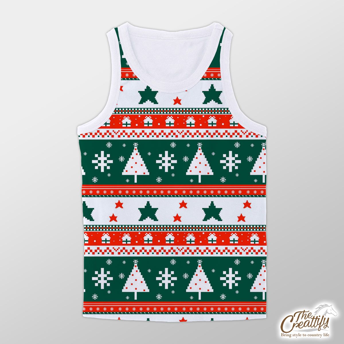 Ugly Patterns With Pine Tree And Snowflake Unisex Tank Top
