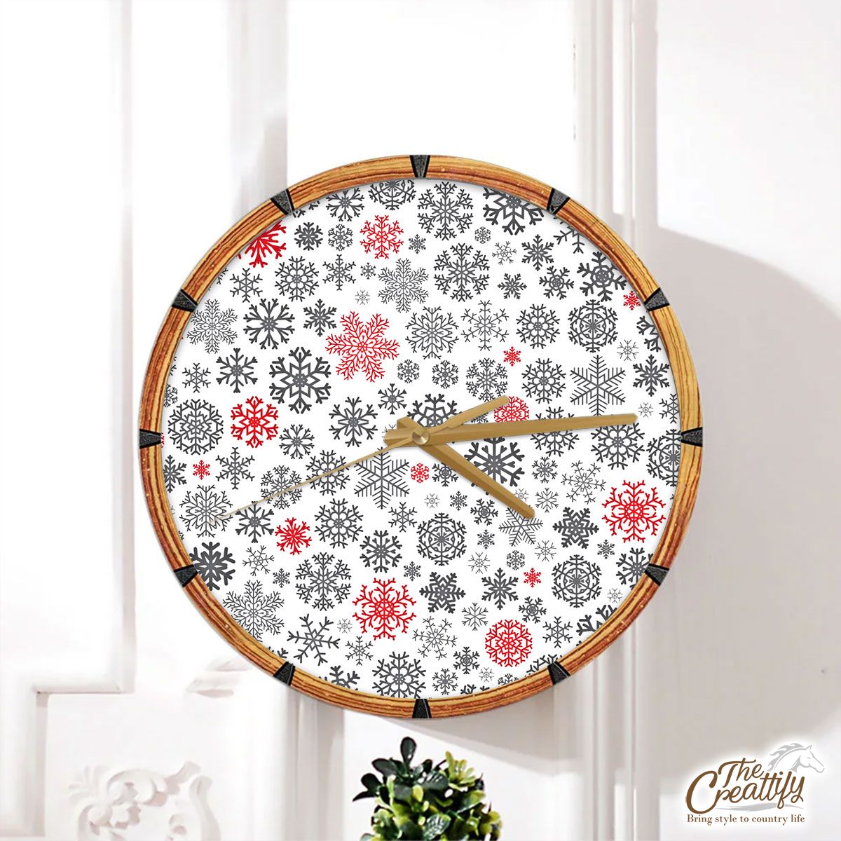 Snowflake Pattern, Snowflake Background, Christmas Snowflakes Wall Clock