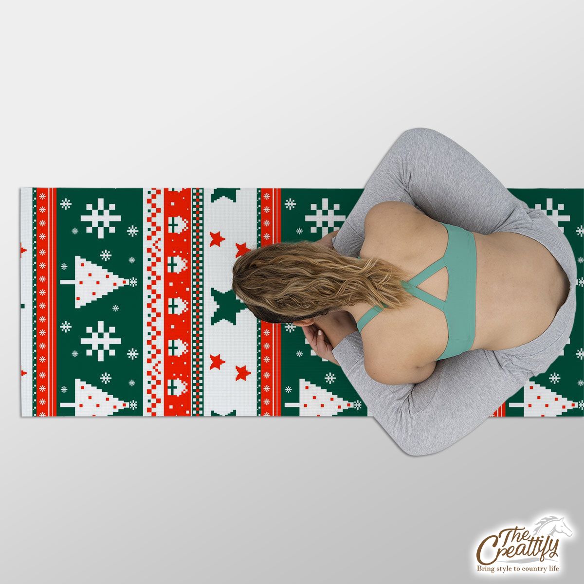 Ugly Patterns With Pine Tree And Snowflake Yoga Mat
