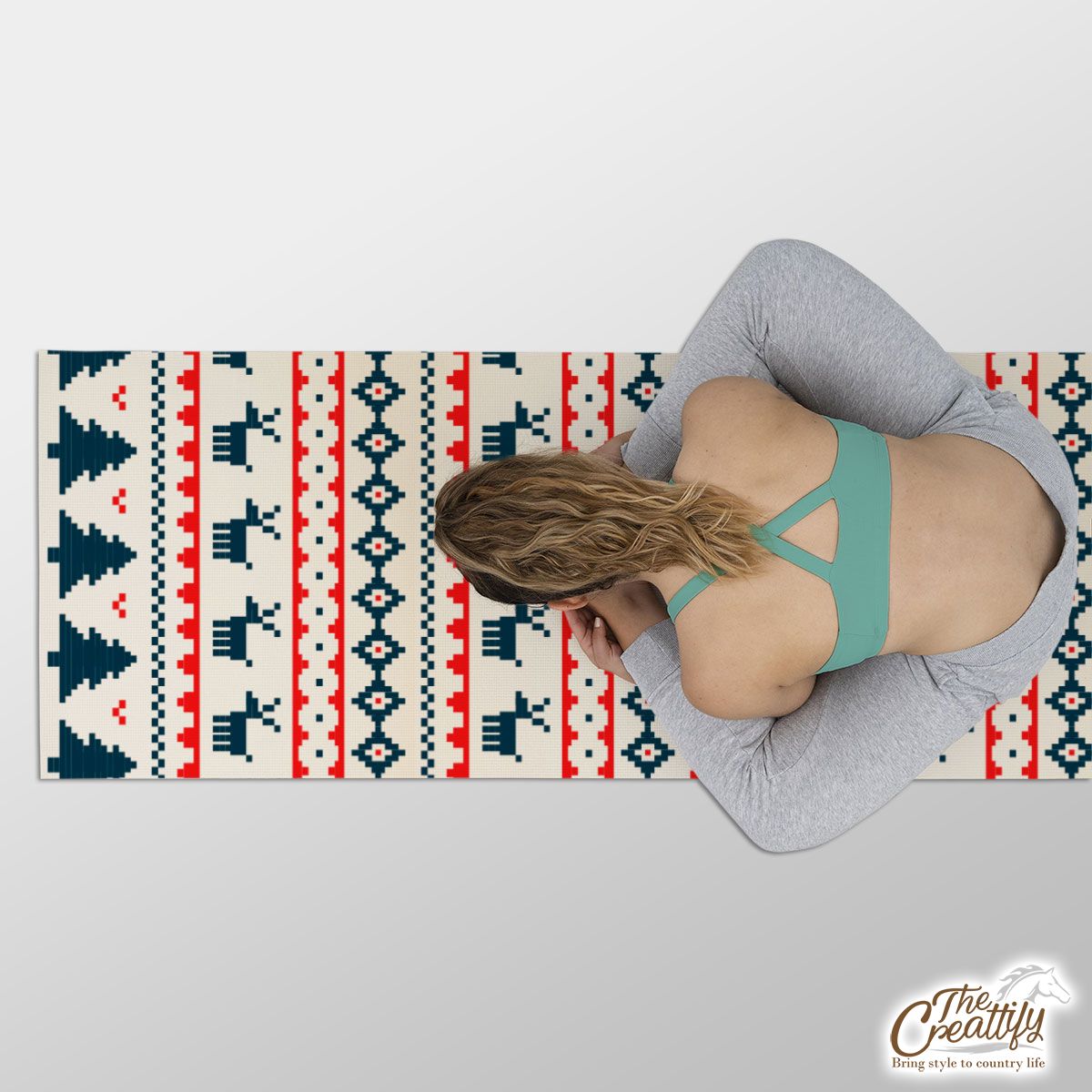 Ugly Patterns With Santas Reindeer And Pine Tree Yoga Mat