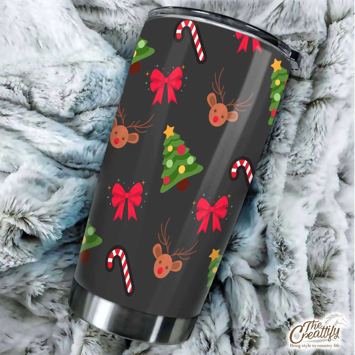Christmas Tree, Candy Canes, Bow And Reindeer Tumbler