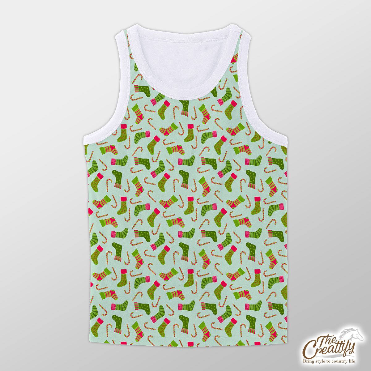 Christmas Socks, Colorful Socks And Candy Canes Unisex Tank Top