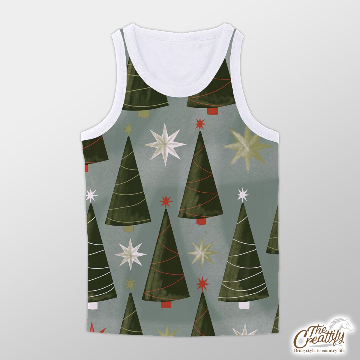 Christmas Tree, Pine Tree And Christmas Tree Star Unisex Tank Top