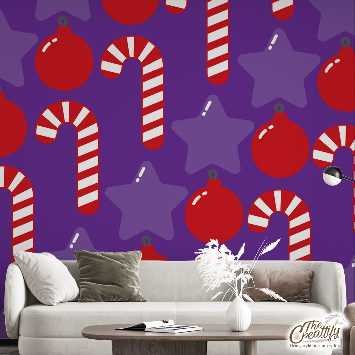 Candy Canes, Christmas Star, Christmas Balls Wall Mural