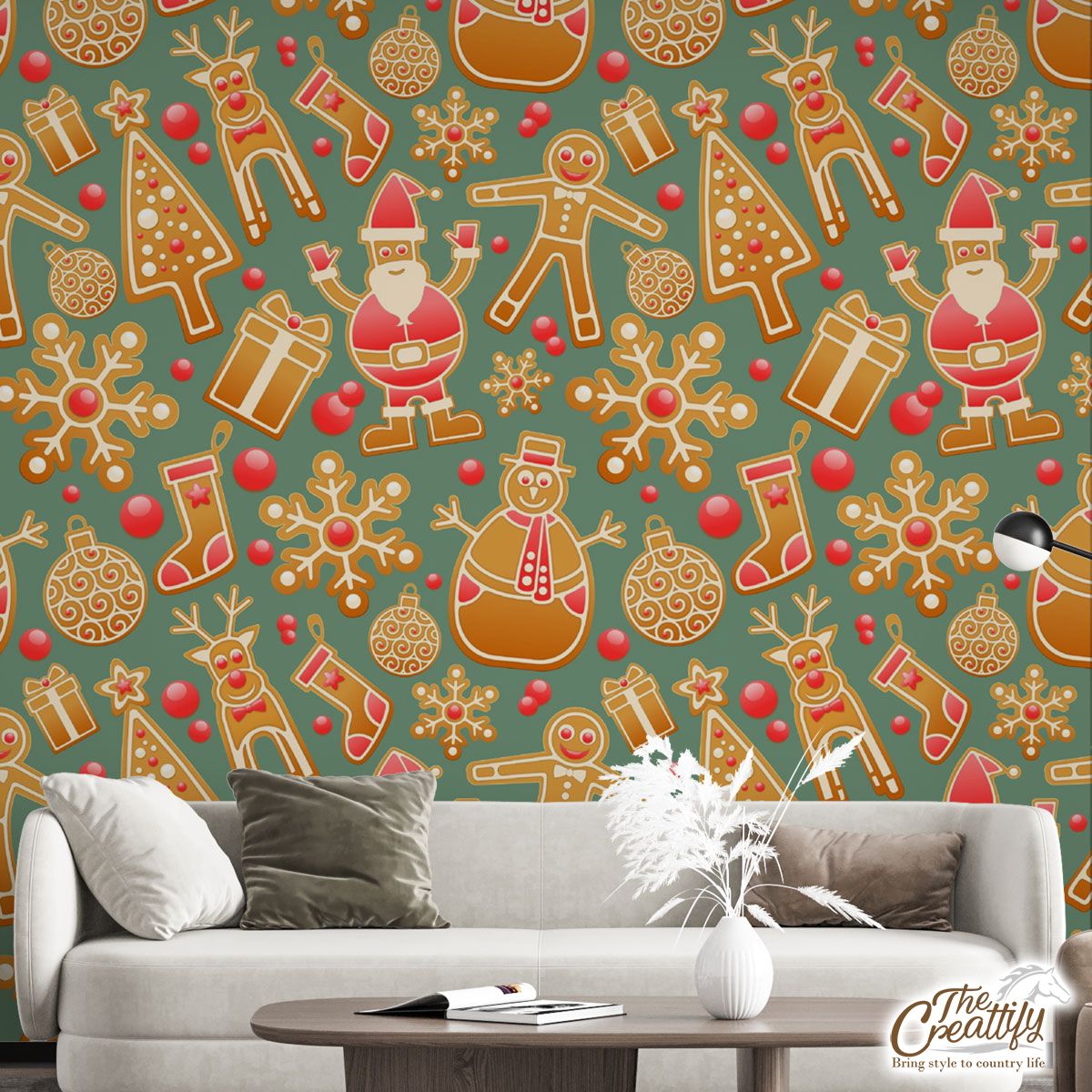 Gingerbread, Gingerbread Man, Gingerbread Christmas Tree, Santa Clause Wall Mural