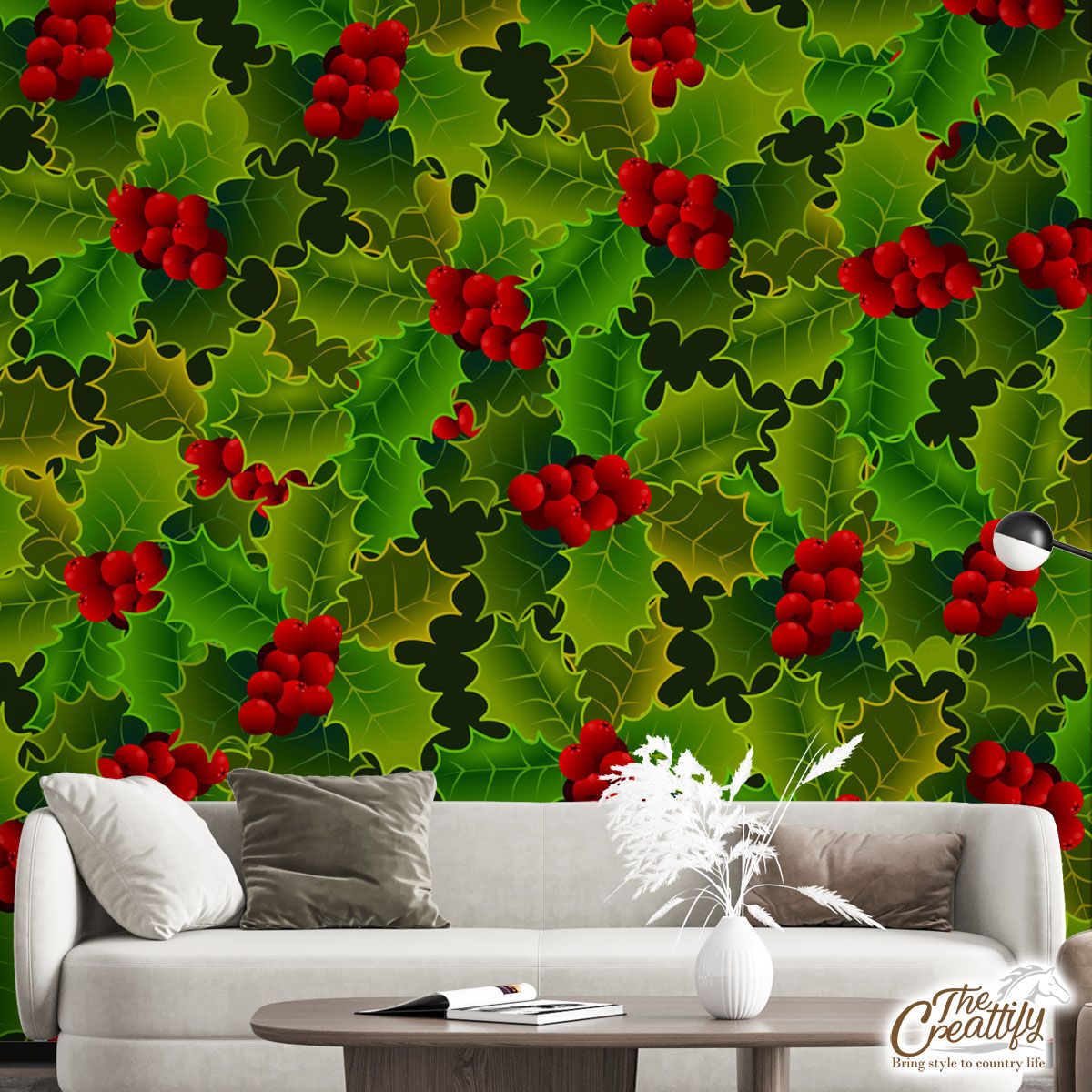 Holly Leaf, Oak Leaf Holly, Holly Berries Wall Mural