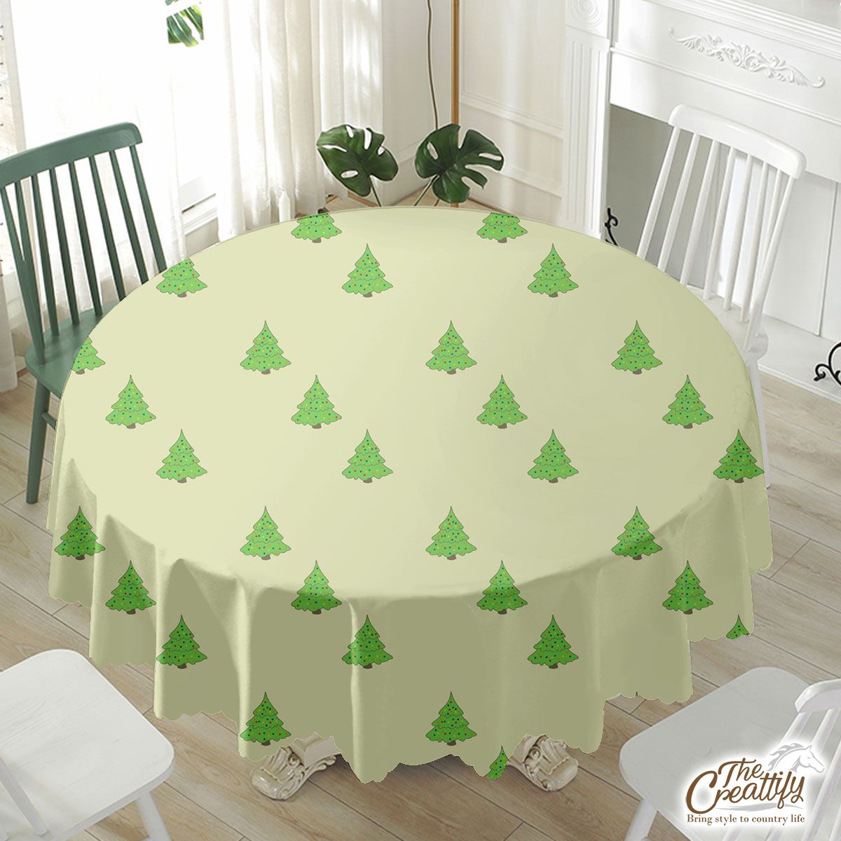 Christmas Tree, Pine Tree, Christmas Pattern Waterproof Tablecloth