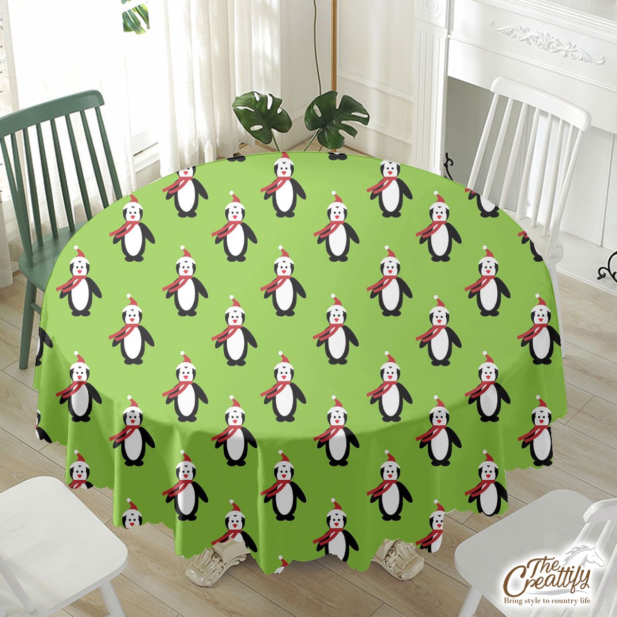 Penguin, Christmas Penguin. Cute Penguin Waterproof Tablecloth