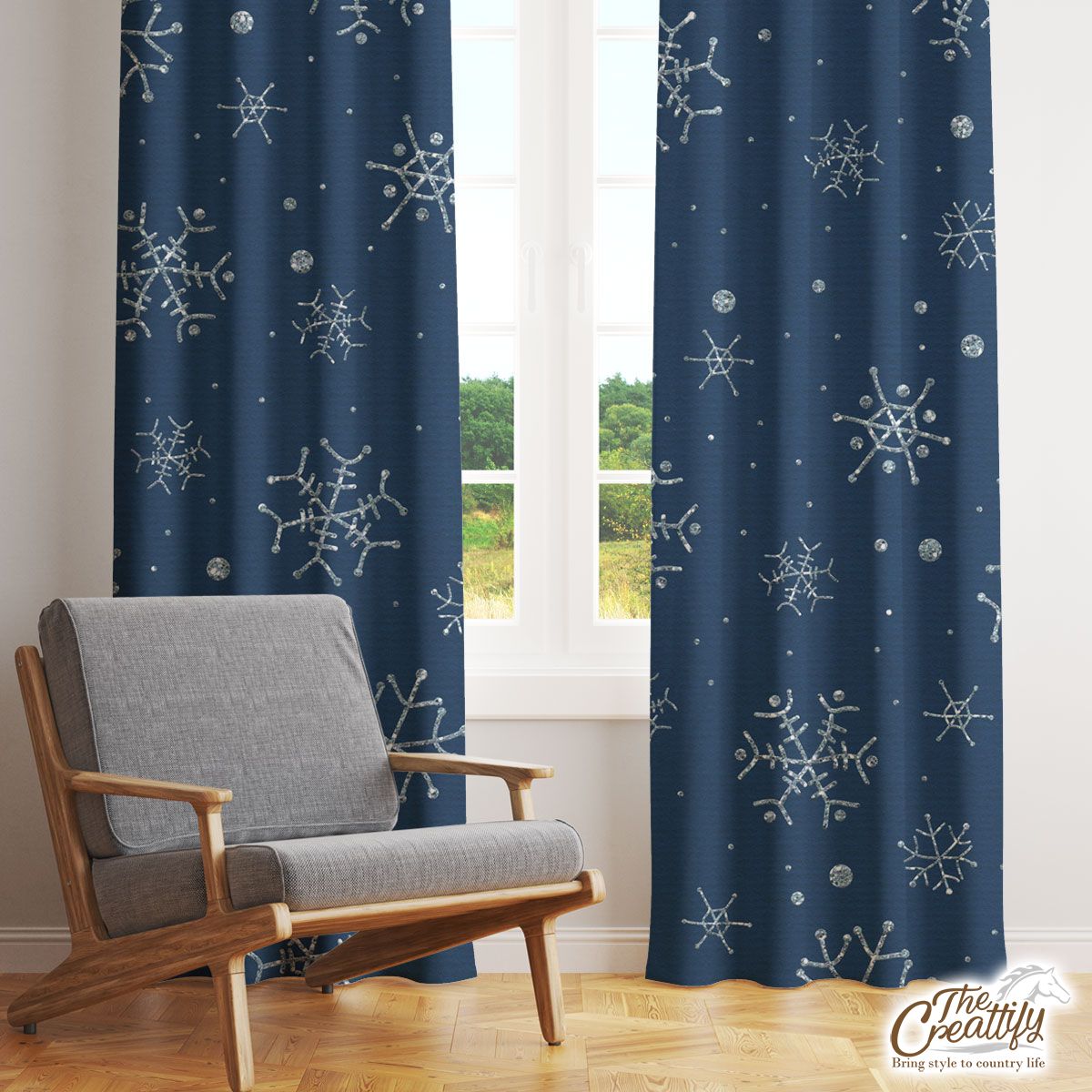 Snowflake, Snowflake Background, Snowflake Pattern 2 Window Curtain