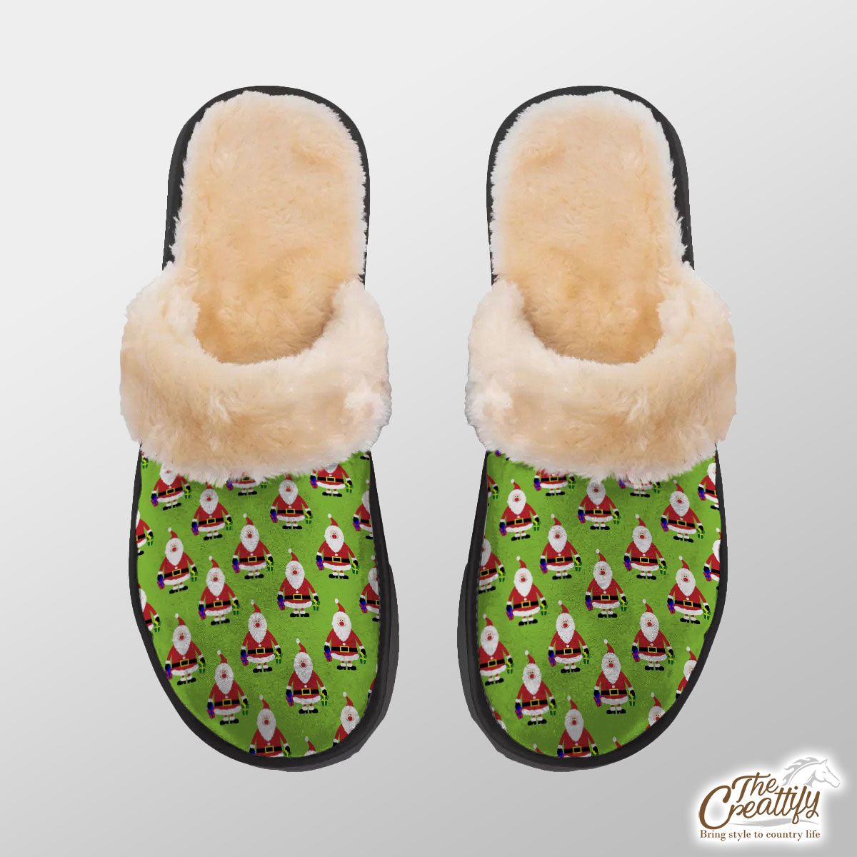 Santa Claus, Christmas Santa, Christmas Santa Claus Home Plush Slippers