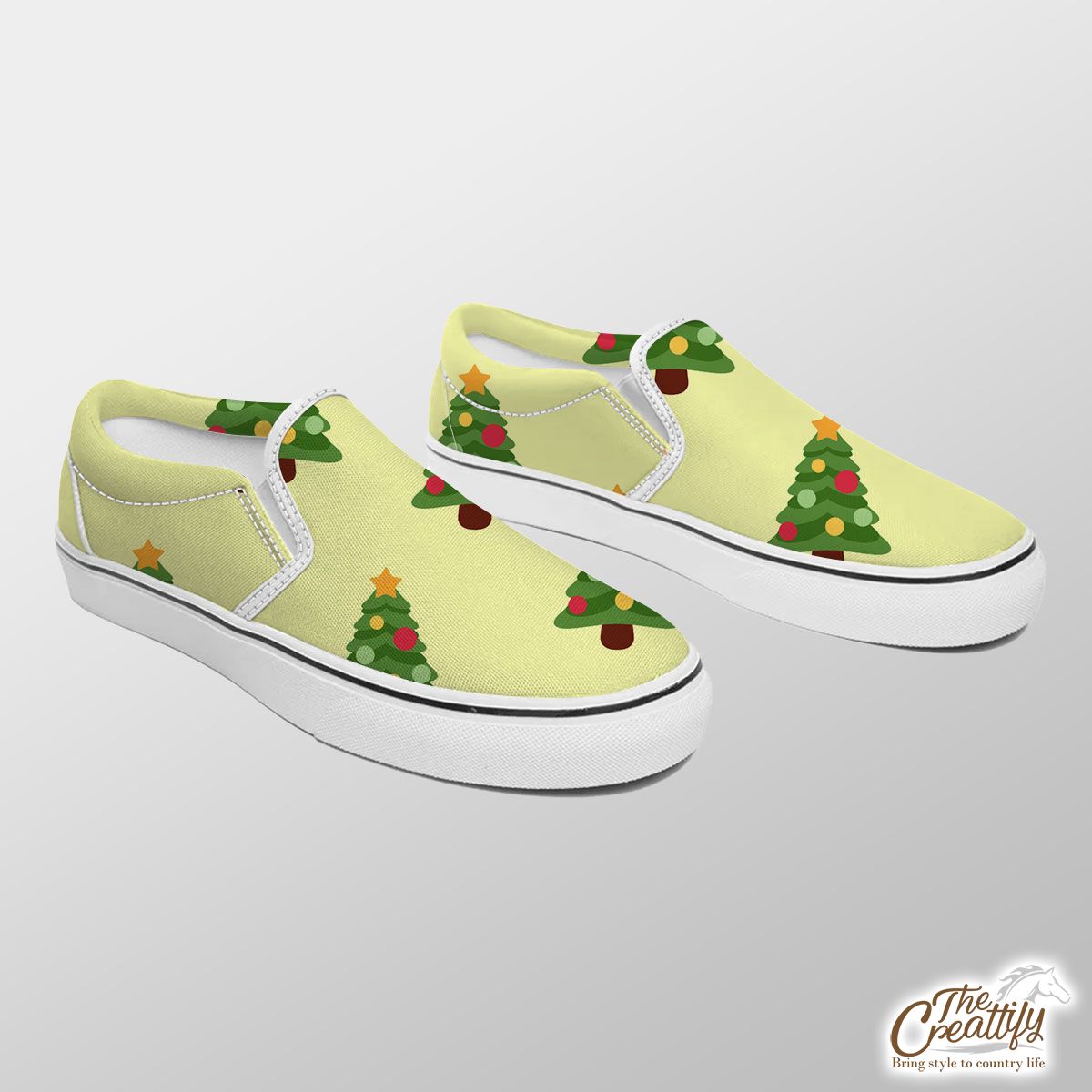 Christmas Tree, Pine Tree, Christmas Balls Slip On Sneakers