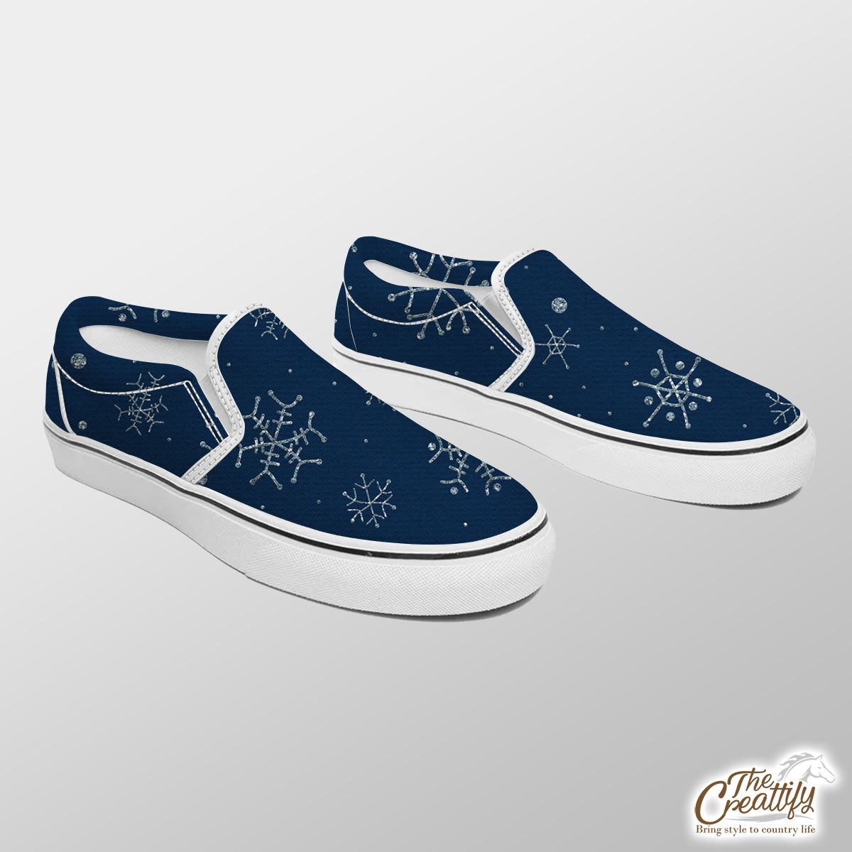 Snowflake, Snowflake Background, Snowflake Pattern 2 Slip On Sneakers
