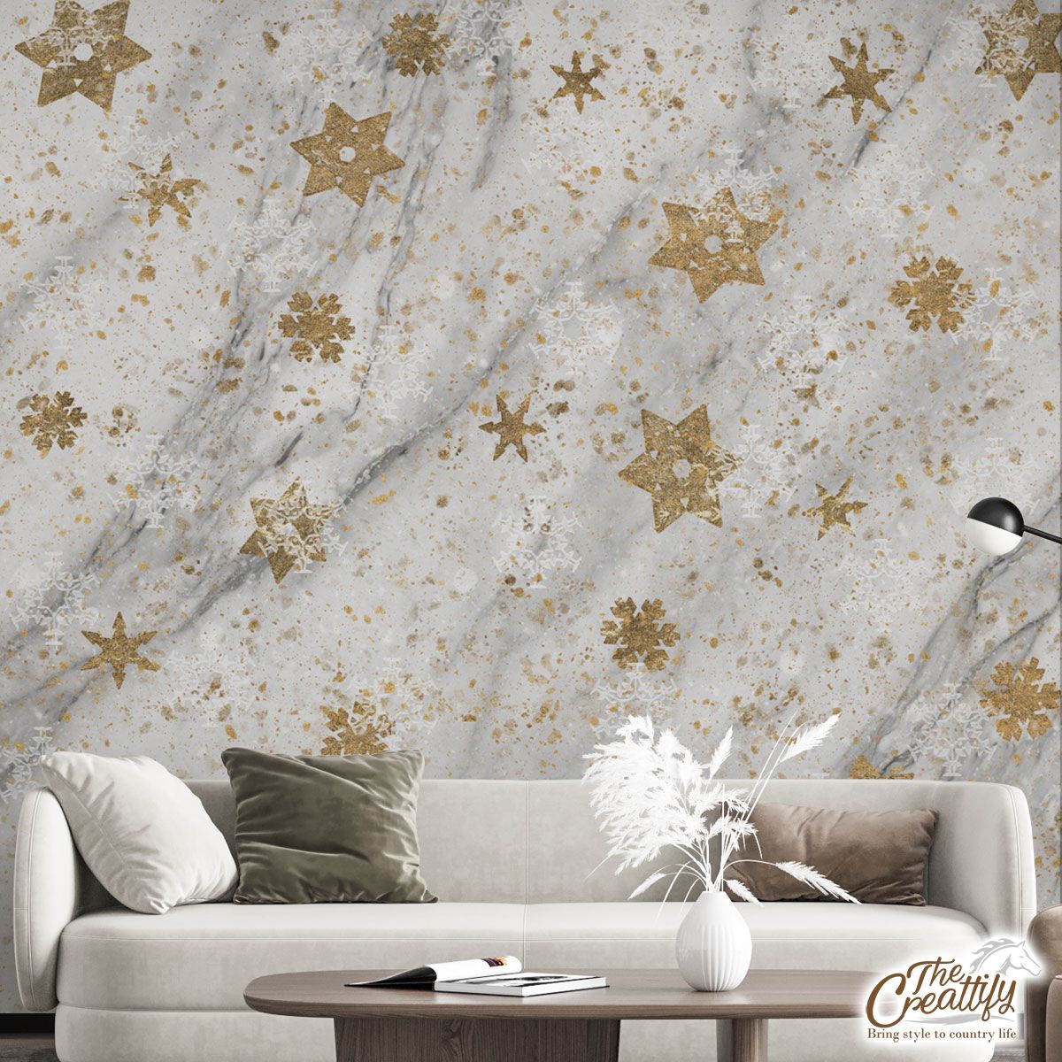 Christmas Star Marble Background Wall Mural