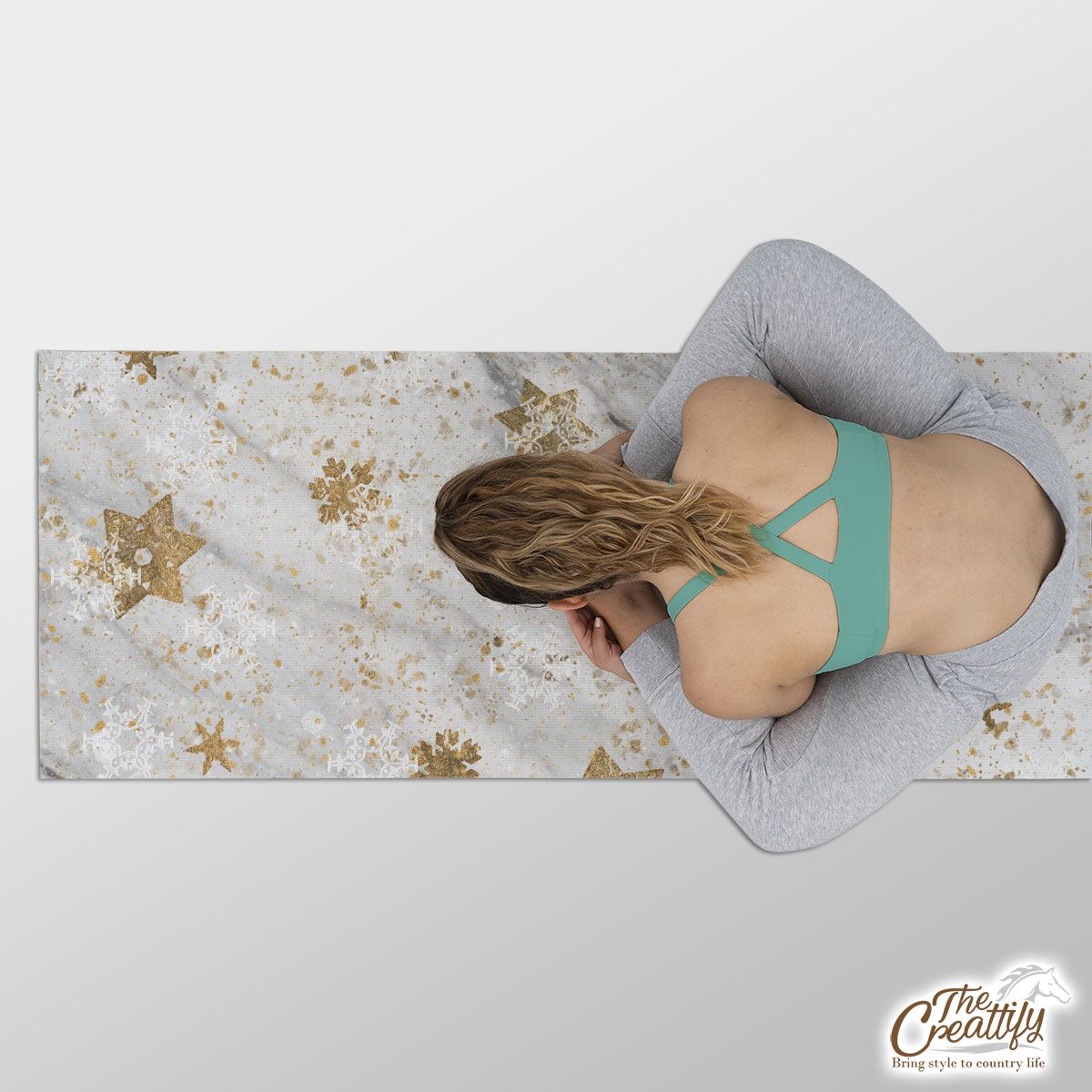 Christmas Star Marble Background Yoga Mat