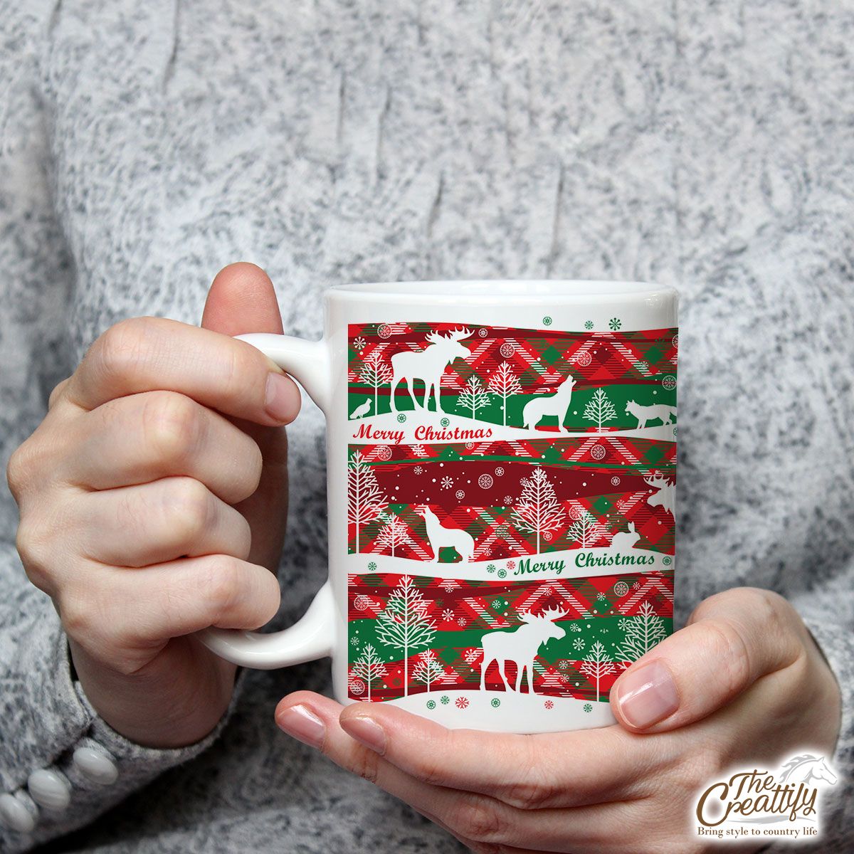 Moose With Merry Christmas Wishes Ceramic Mug