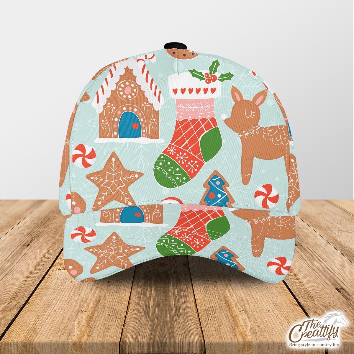 Gingerbread House And Christmas Socks Pattern Classic Cap